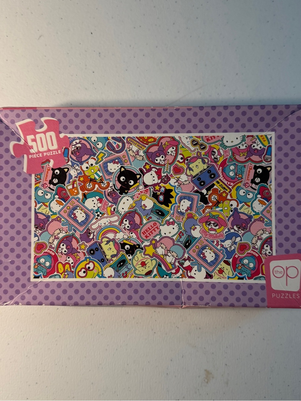 Hello Kitty & Sanrio Sticker Collage 500-Piece Puzzle - Purple Border FREE